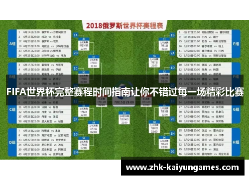 FIFA世界杯完整赛程时间指南让你不错过每一场精彩比赛